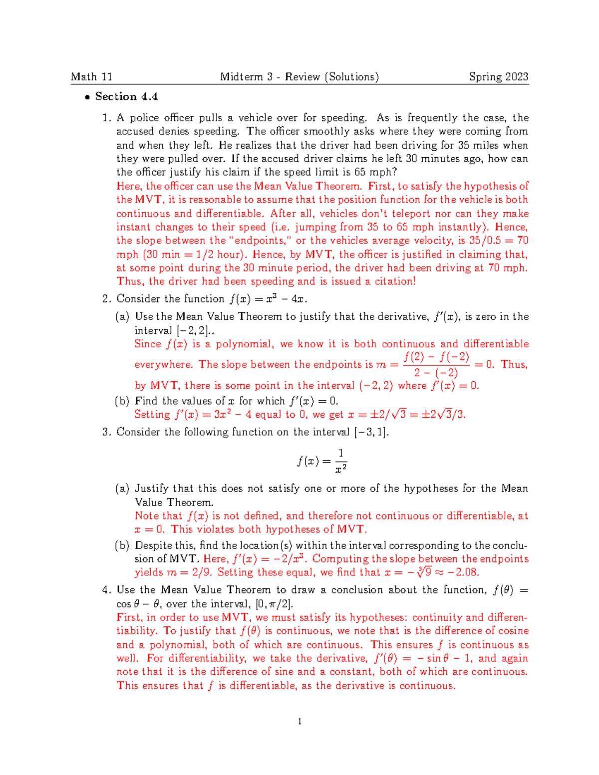 Math11 Review Exam3 sol - Section 4. A police officer pulls a vehicle ...