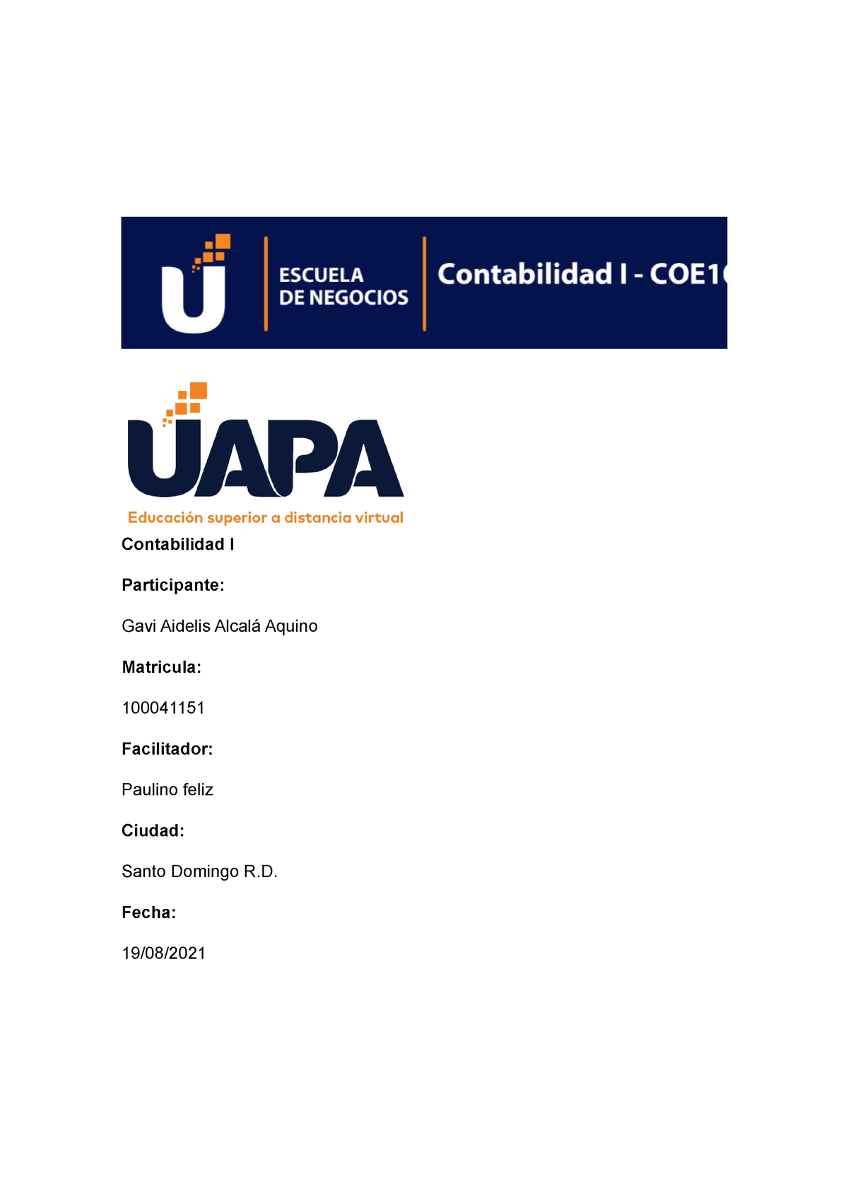 Contabilidad Iv Tarea Numero 3 De Contbilidad 4 Contabilidad I Participante Gavi Aidelis 3091