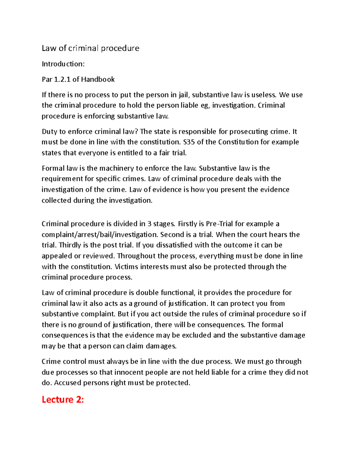 Lecture Notes on Criminal Procedure - Law of criminal procedure ...