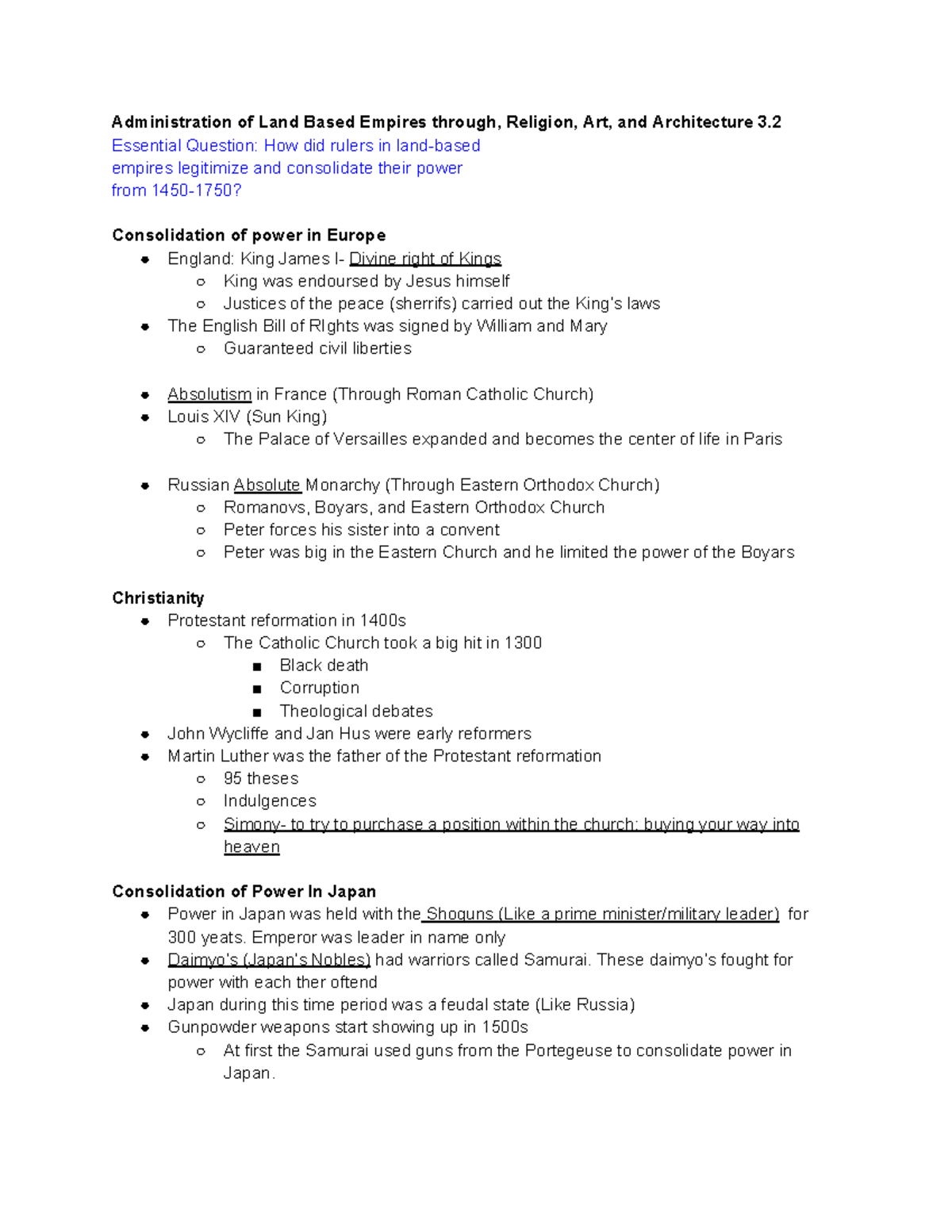 Administration of Land Based Empires 3.2 Essential Question How did