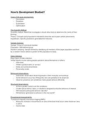 Chapter 1 - Chapter 1 The Science of Human Development Defining ...