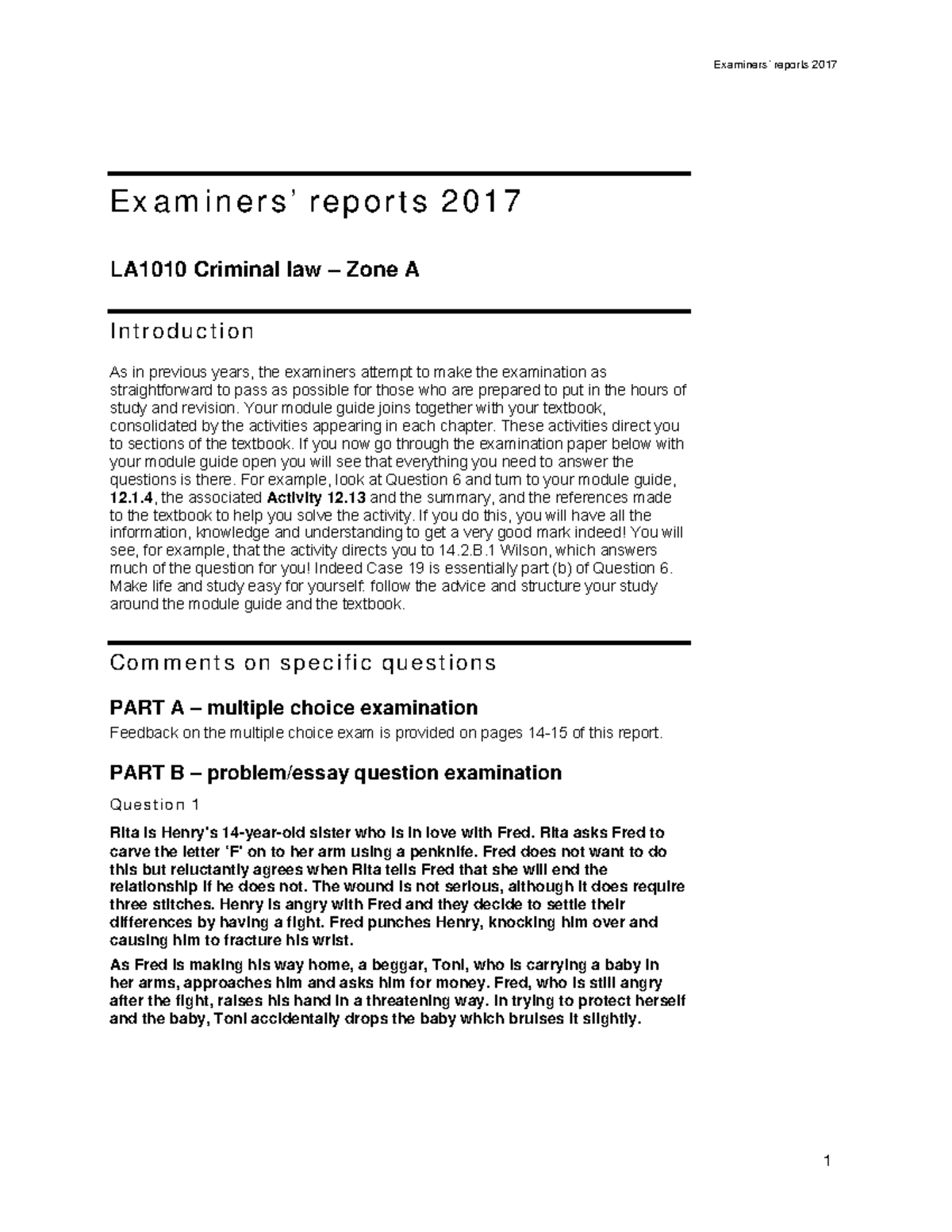 Criminal report 2017 A - Examiners’ reports 2017 Examiners’ reports ...