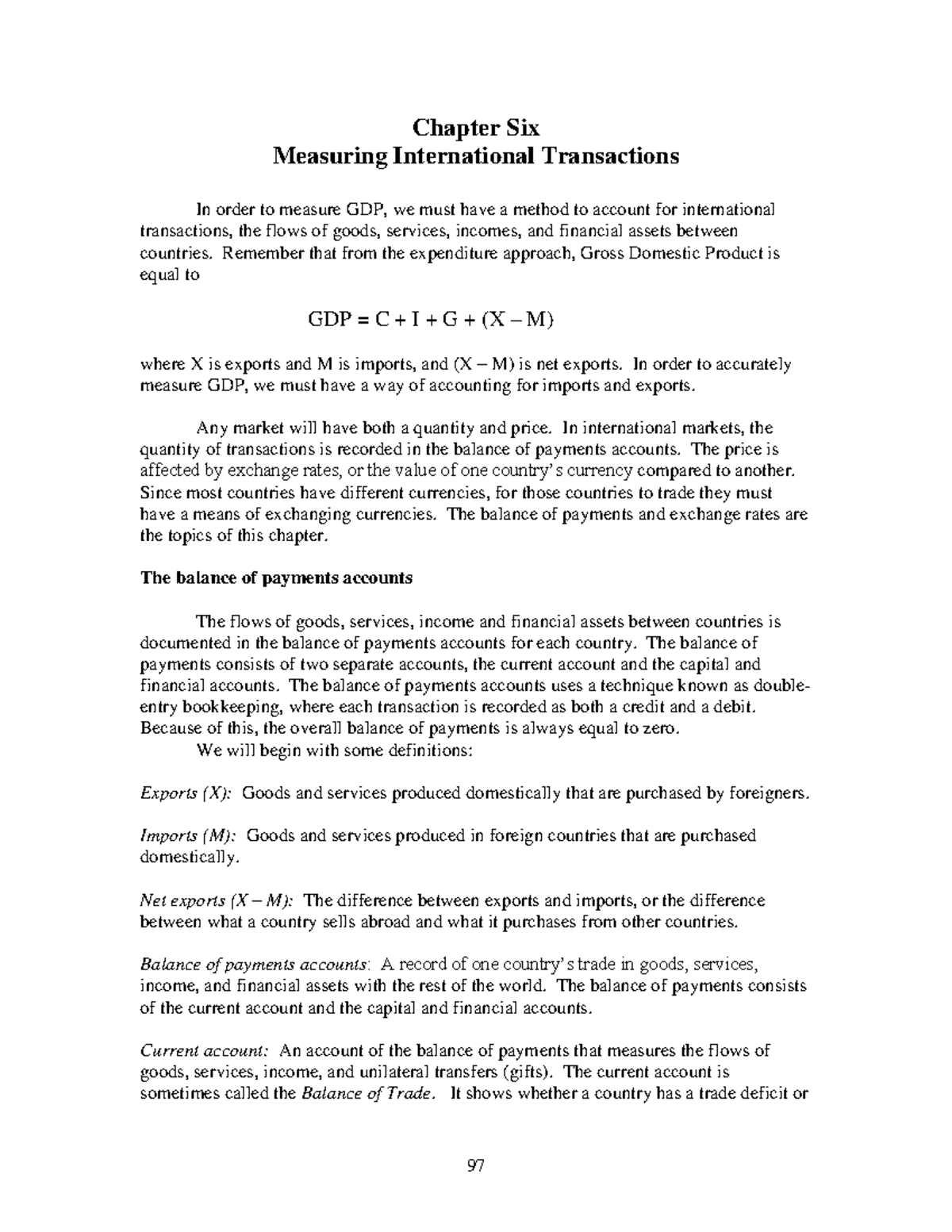 Macro Chapter 6 Notes Chapter Six Measuring International