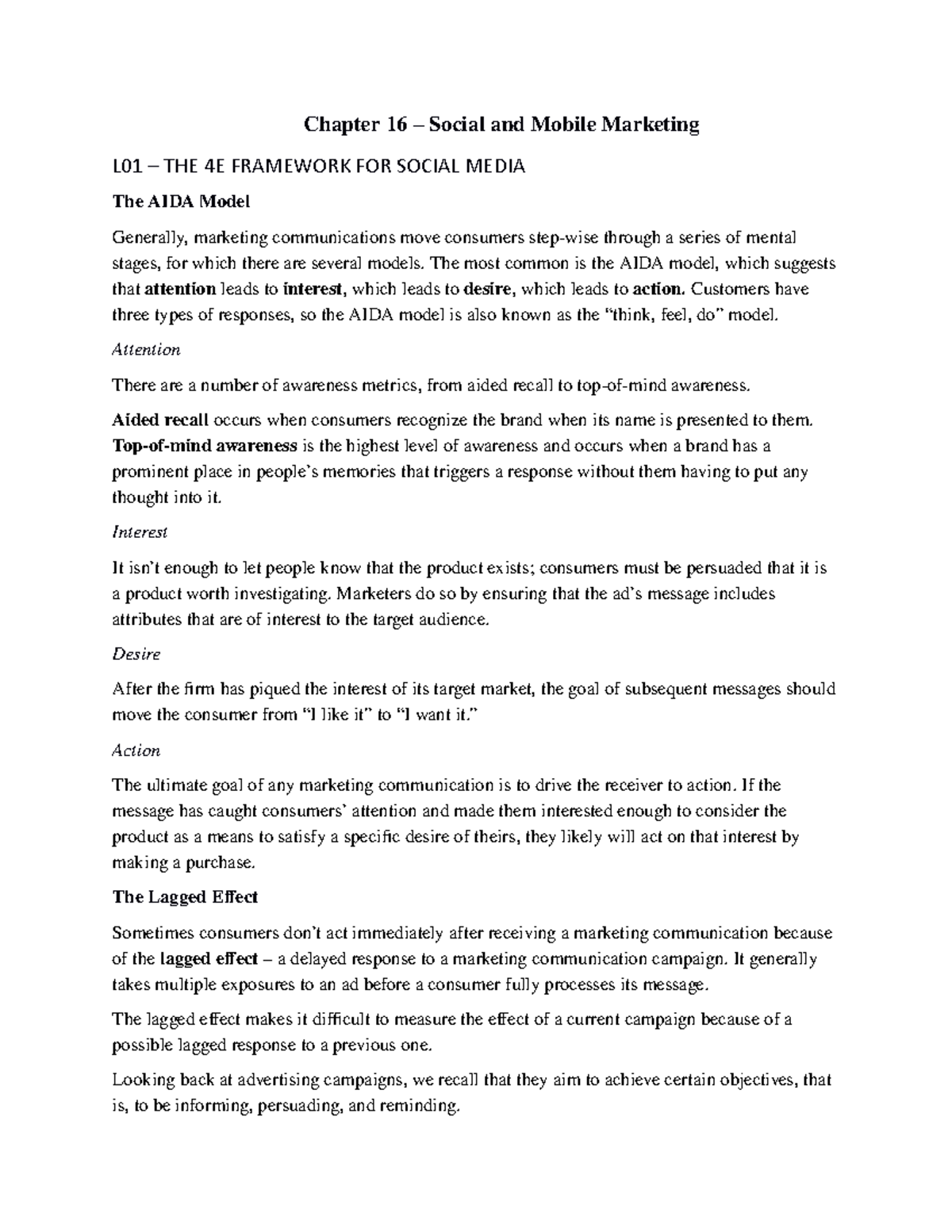 Chapter 16 Notes - Summary Marketing Management - Chapter 16 Social and ...