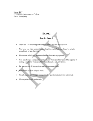 ECON 201 EXAM 2 A - PRACTICE EXAM - Name: KEY ECON 201—Montgomery ...