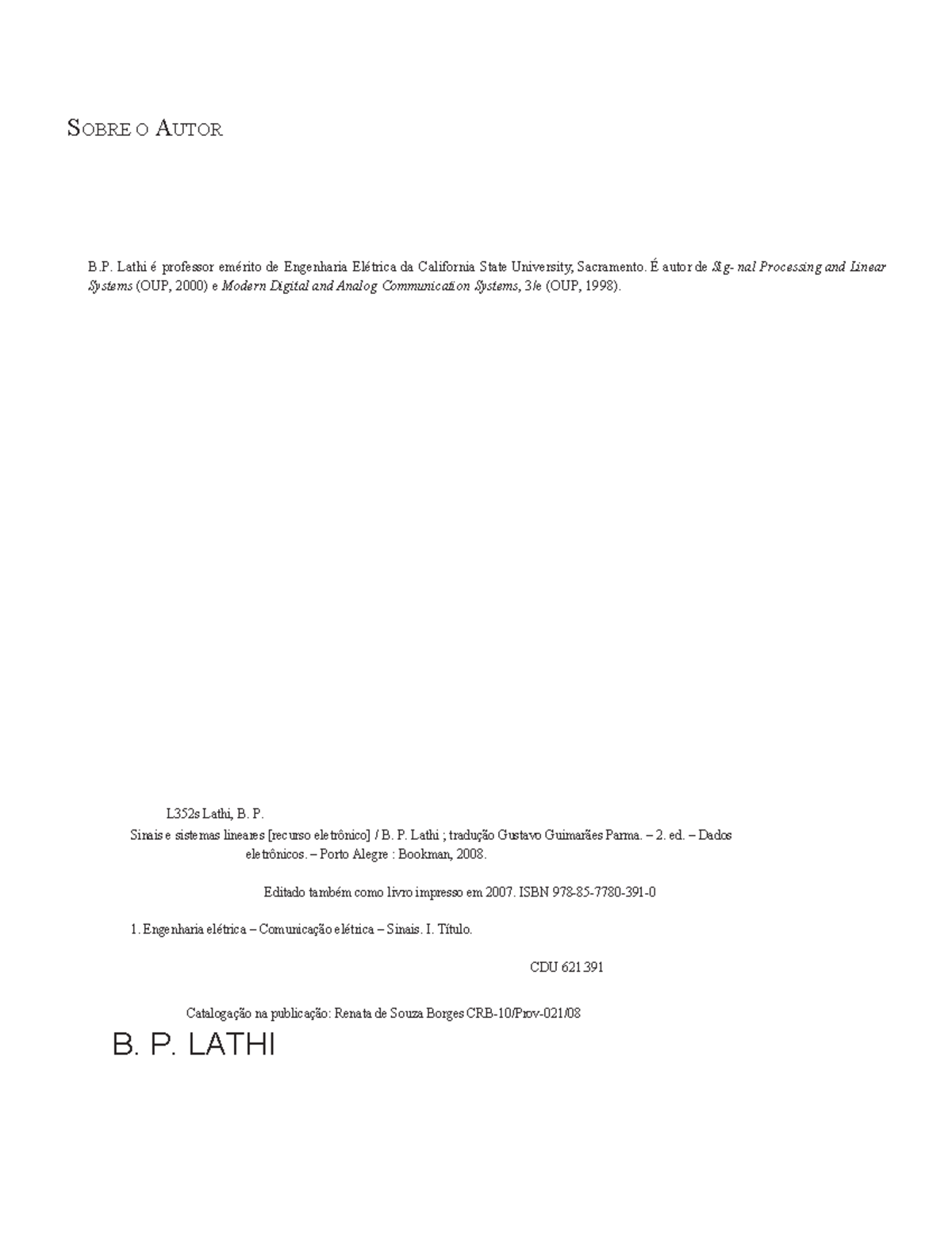 [B.P. Lathi] Sinais E Sistemas Lineares - SOBRE O AUTOR B. Lathi é ...