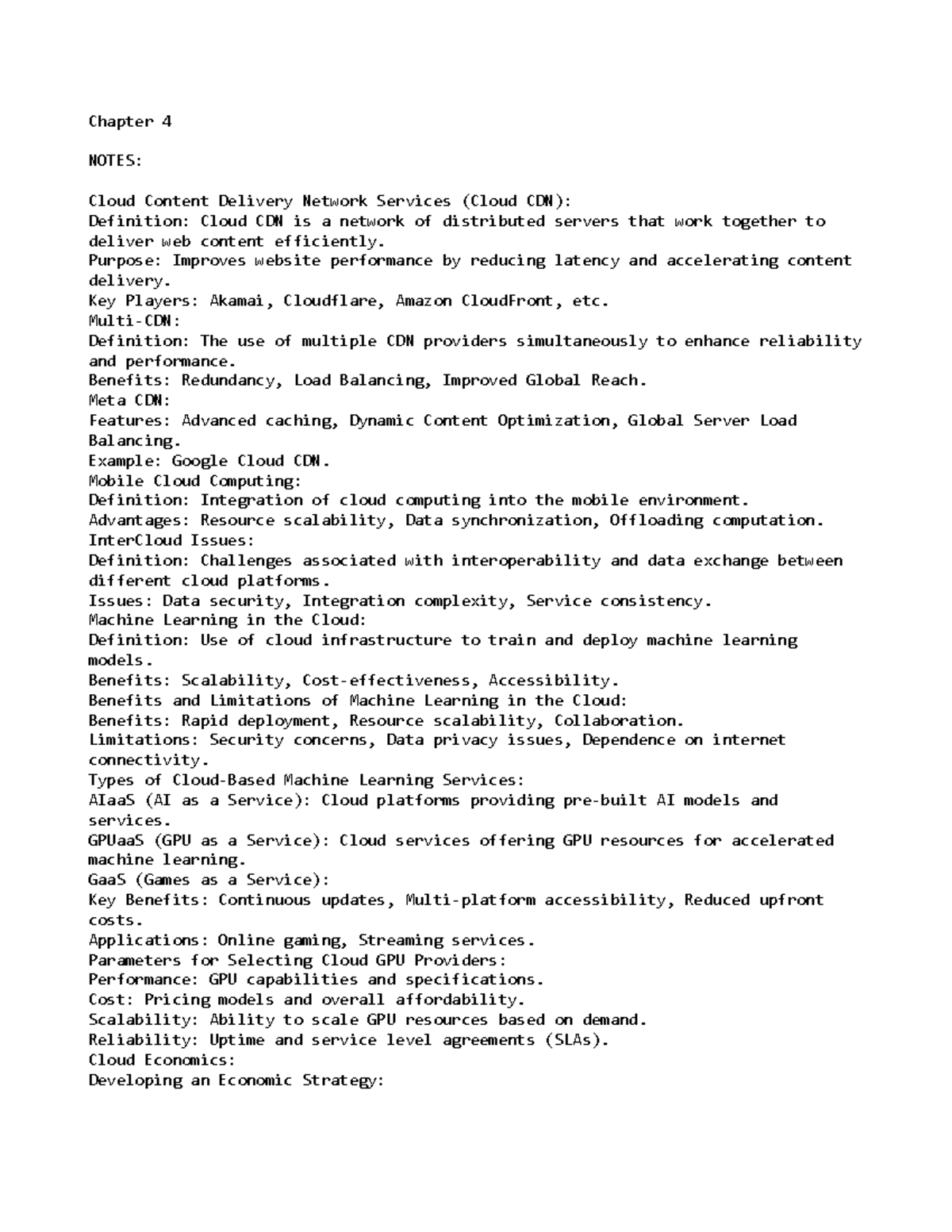 Unit 4 - Good notes - Chapter 4 NOTES: Cloud Content Delivery Network ...