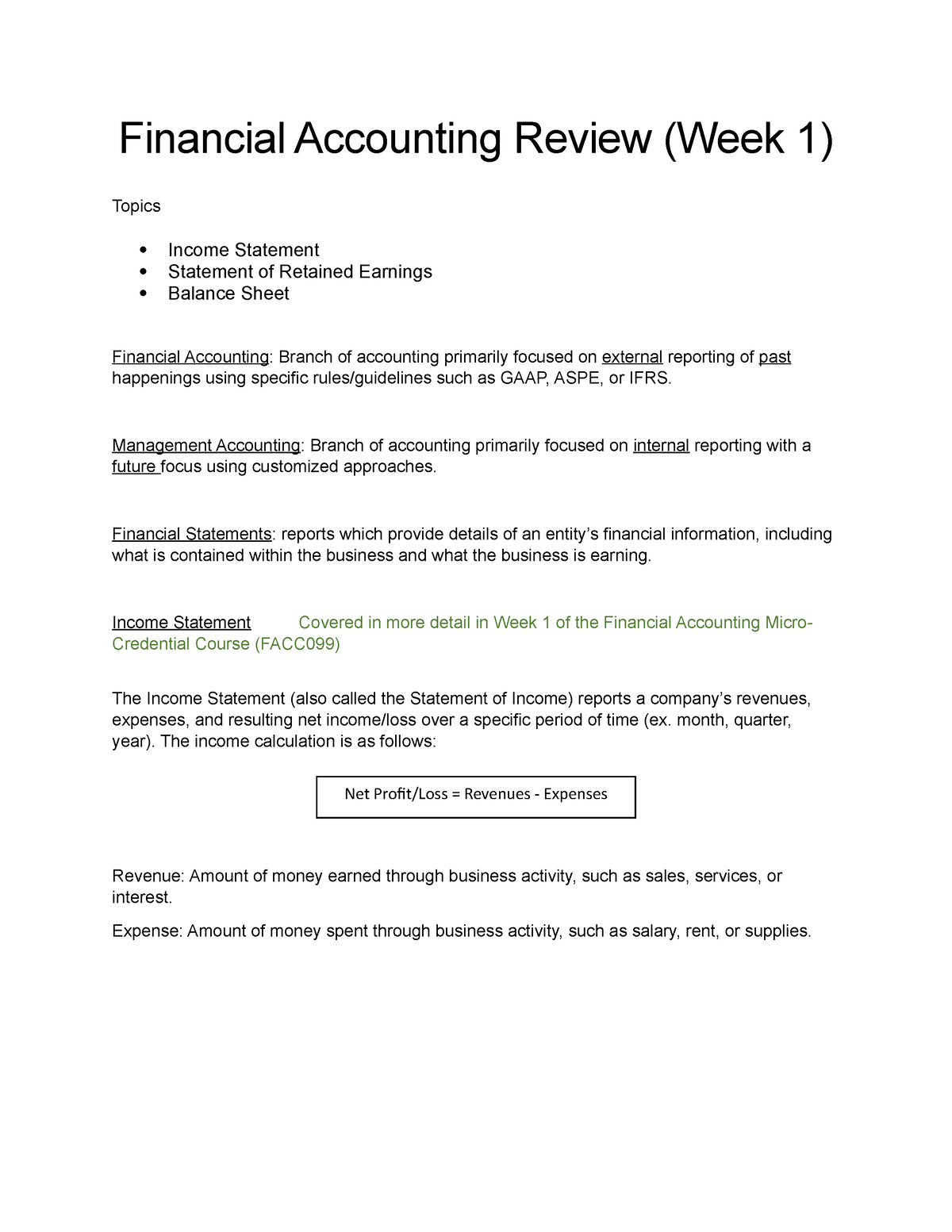 accounting assignment 1st week