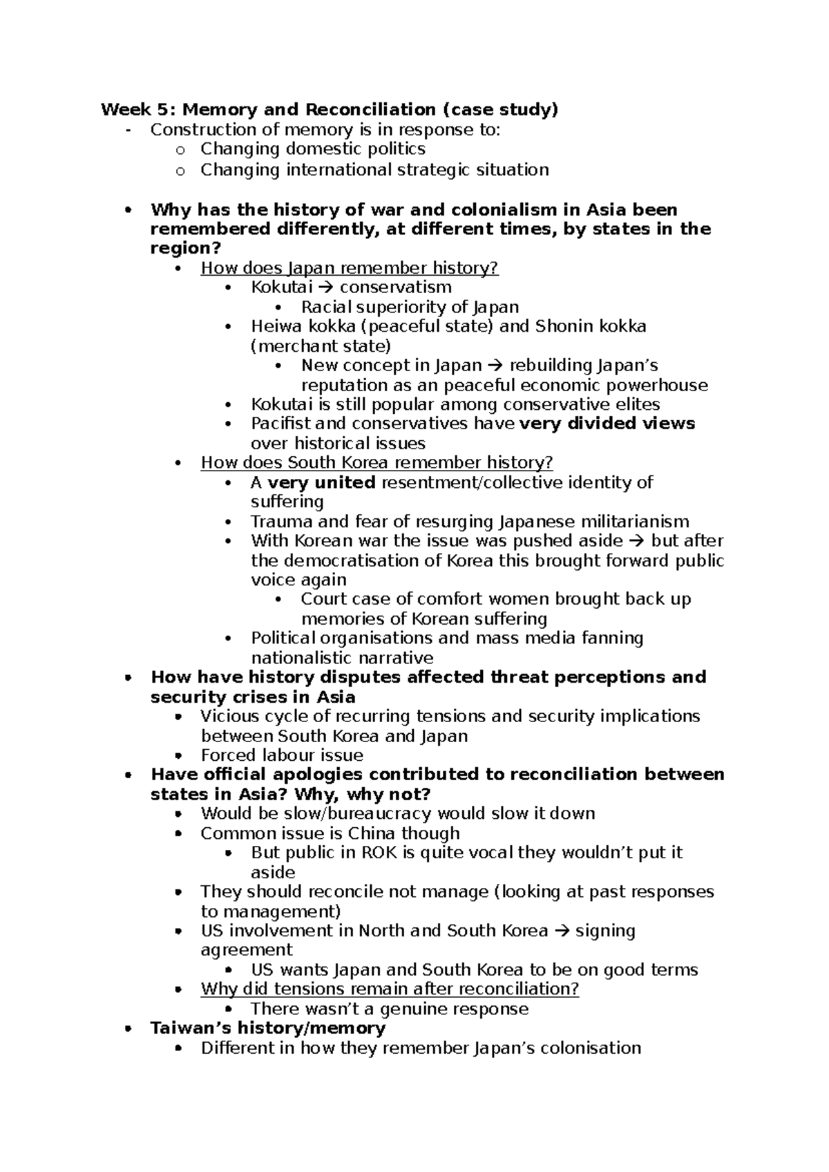 Tutorial Notes - Week 5: Memory and Reconciliation (case study ...