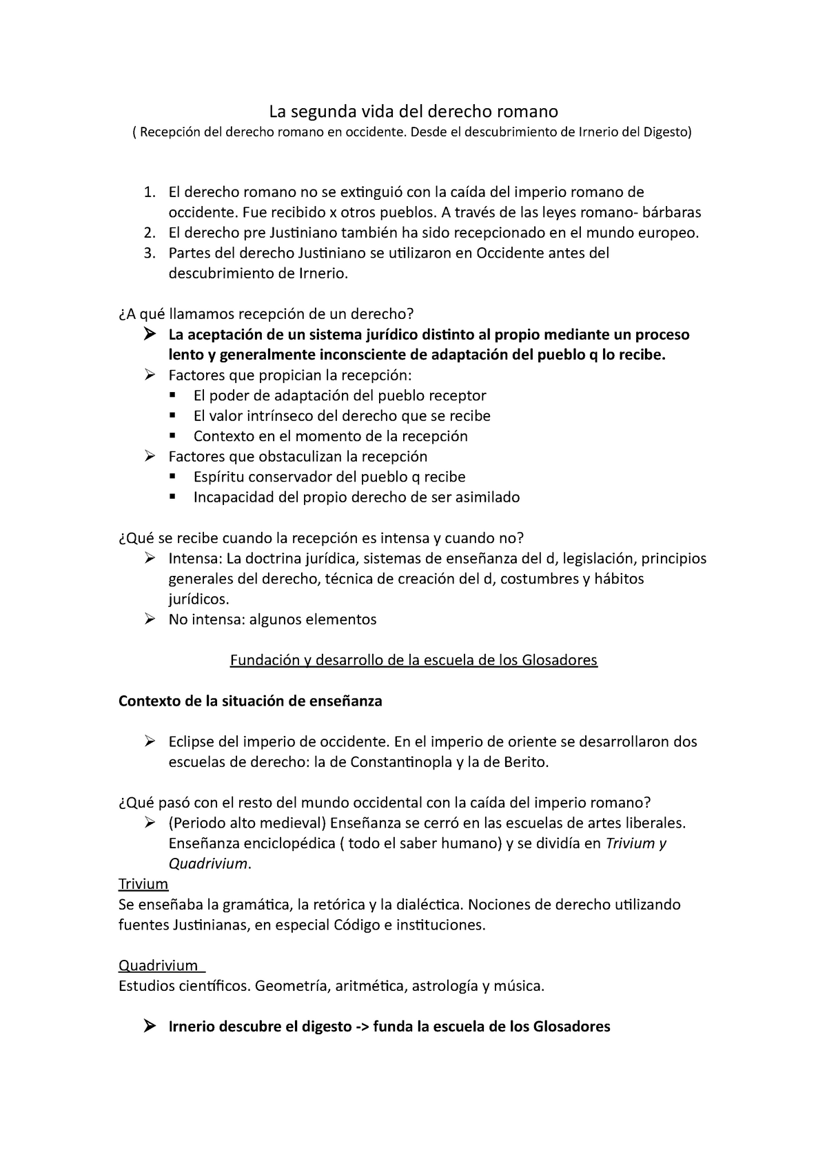 La segunda vida del derecho romano - Desde el descubrimiento de Irnerio del  Digesto) 1. El derecho - Studocu