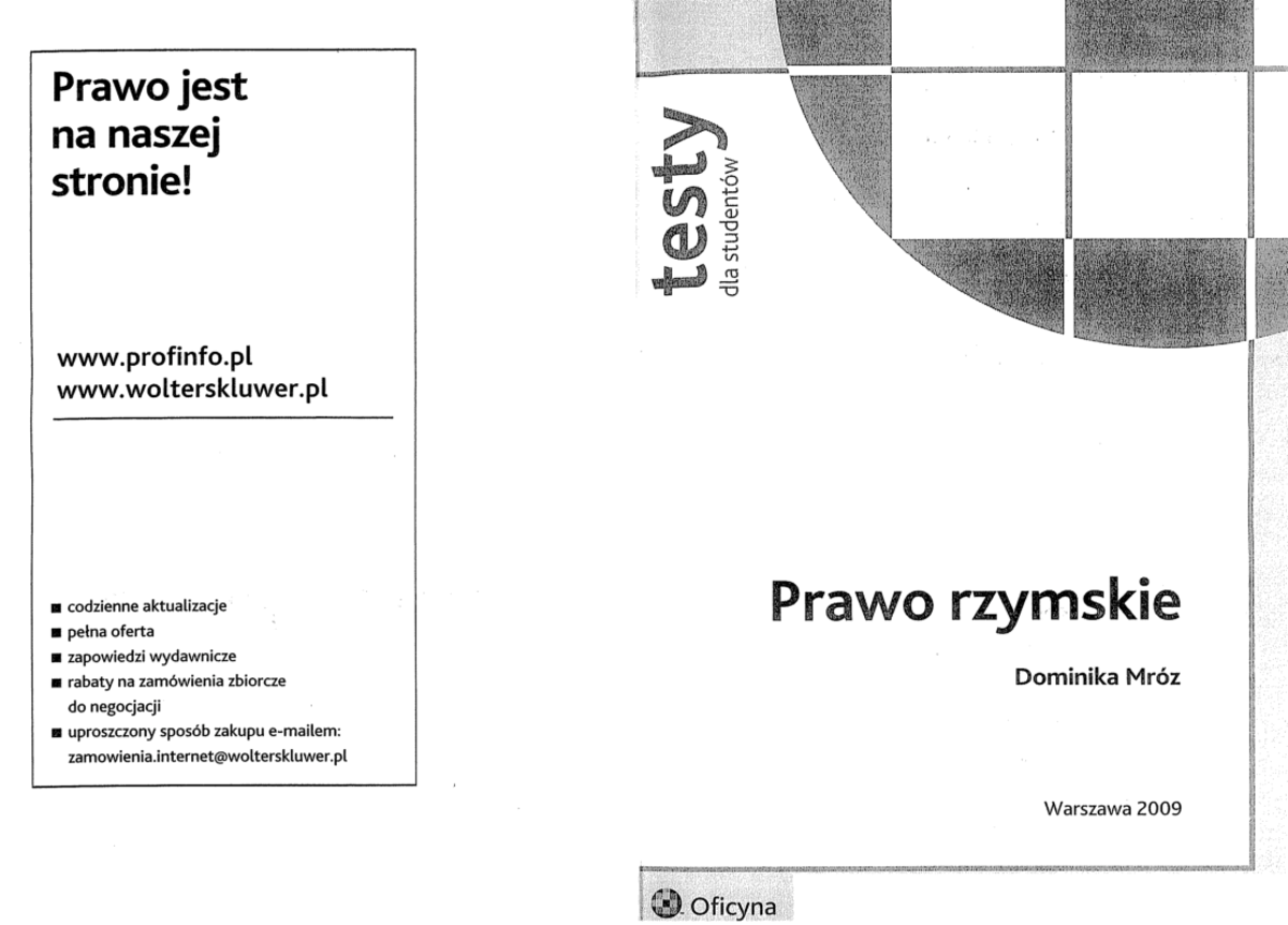 Prawo Rzymskie Testy I Odpowiedzi
