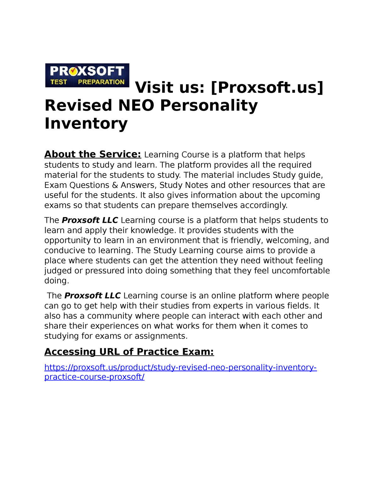 Study Revised NEO Personality Inventory Practice Course - Visit Us ...