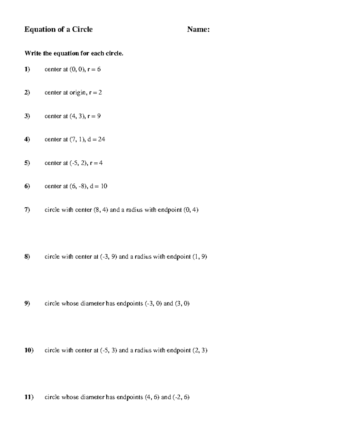 ws-circle-equation-fun-equation-of-a-circle-name-write-the