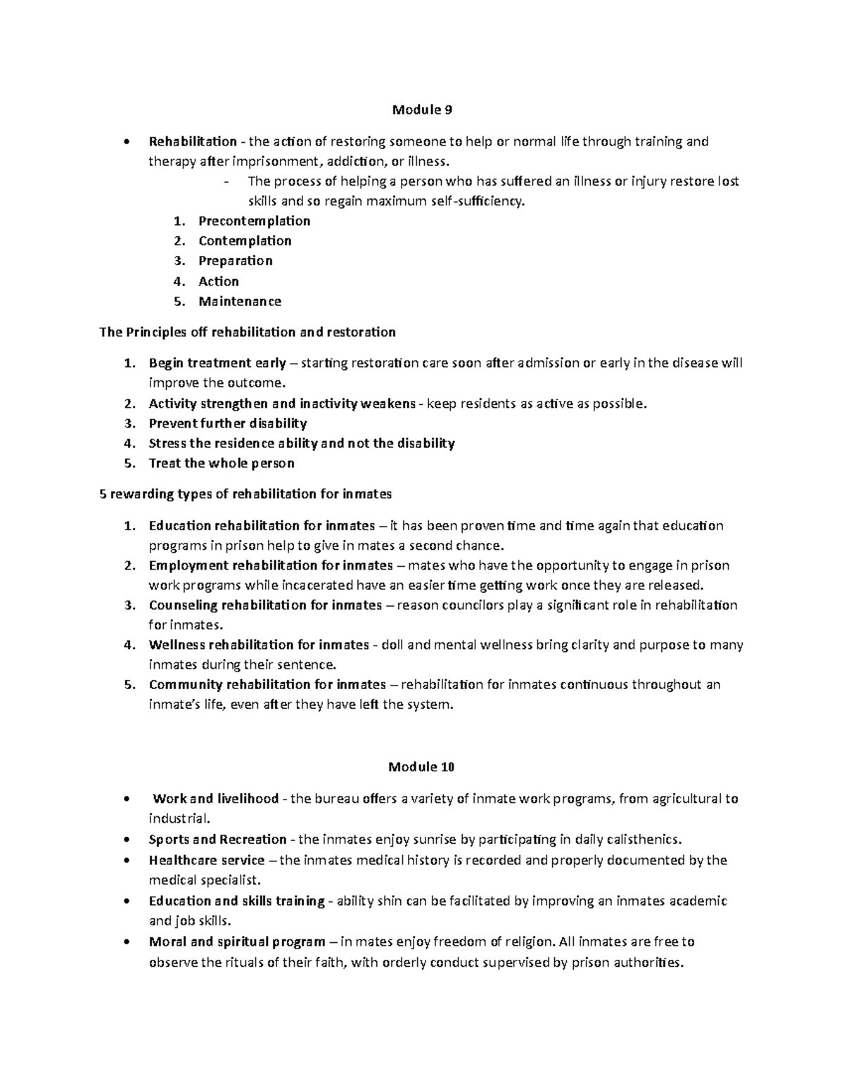 Therapeutic-P2 - Reviewer - Module 9 Rehabilitation - the action of ...