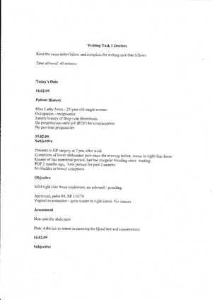 Writing Task I Doctors Oet Writing Sub Sample