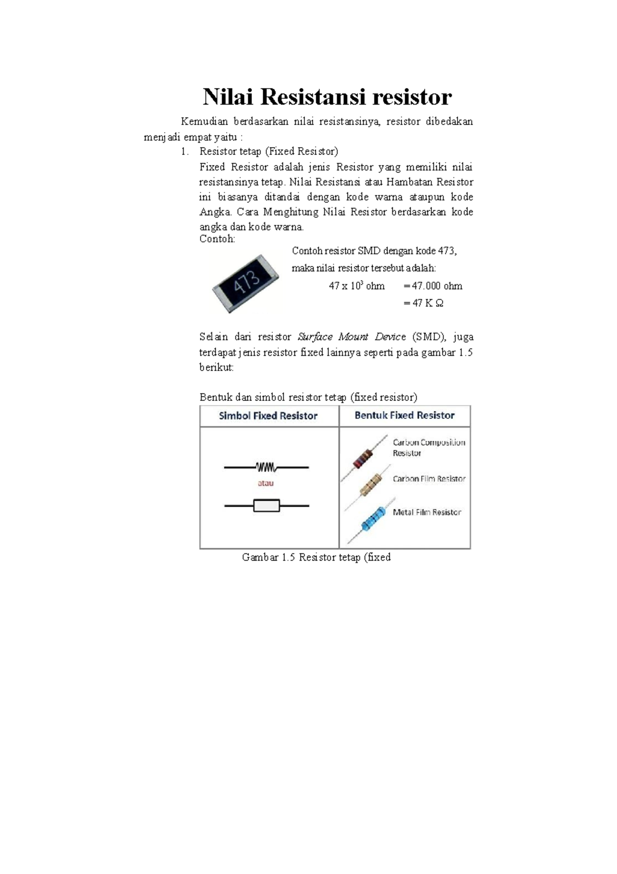 Teknik Elektronika Nilai Resistansi Resistor Nilai Resistansi