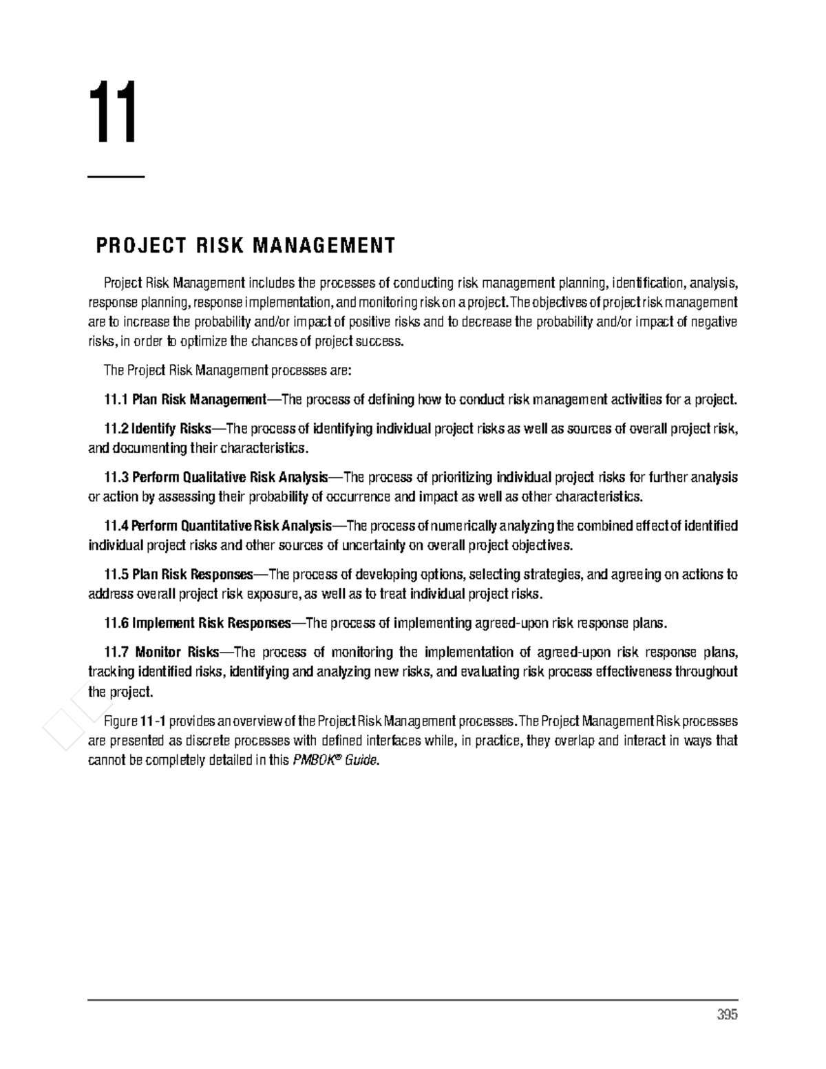 Pmbok Risk Management - ฀฀ 395 11 PROJECT RI SK MANAGEMENT Project Risk ...