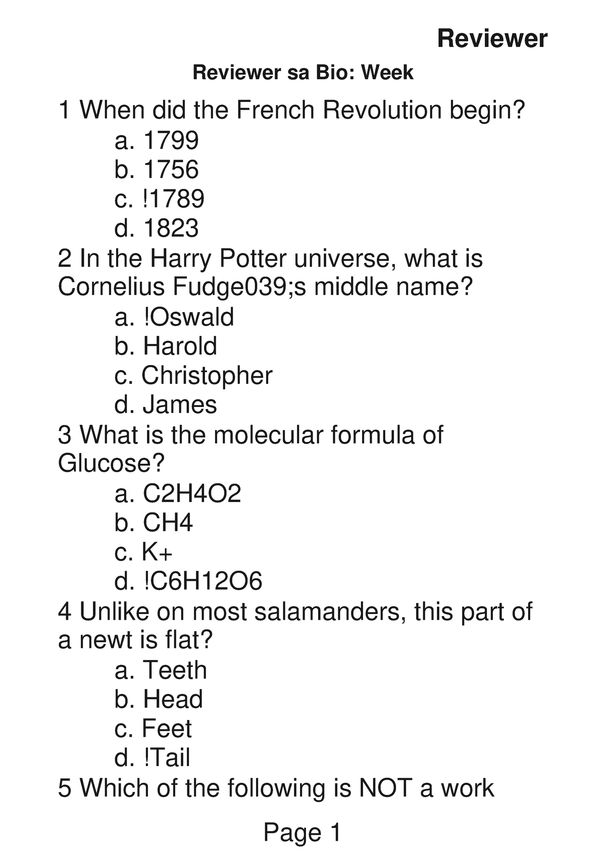 Reviewer Sa Bio Summary 1 - Reviewer Sa Bio: Week 1 When Did The French ...