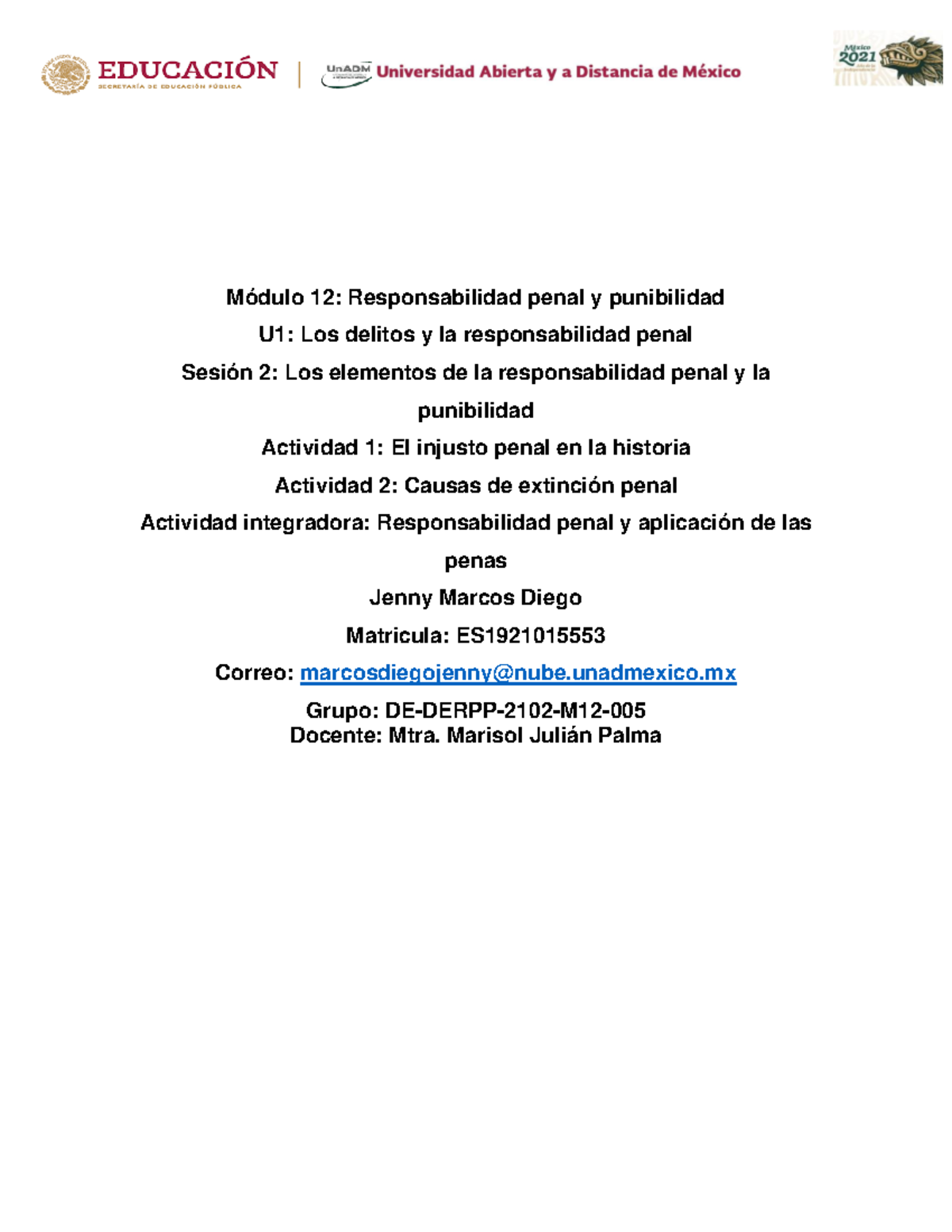 M12 U1 S2 Los elementos de la responsabilidad penal y la punibilidad ...