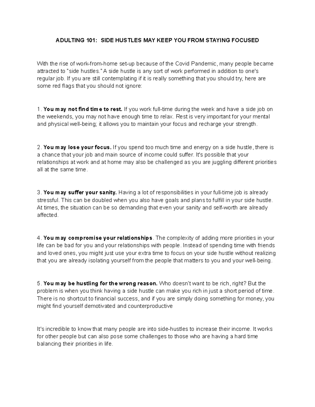 Adulting 101: Beyond Childish Games - jejsaji