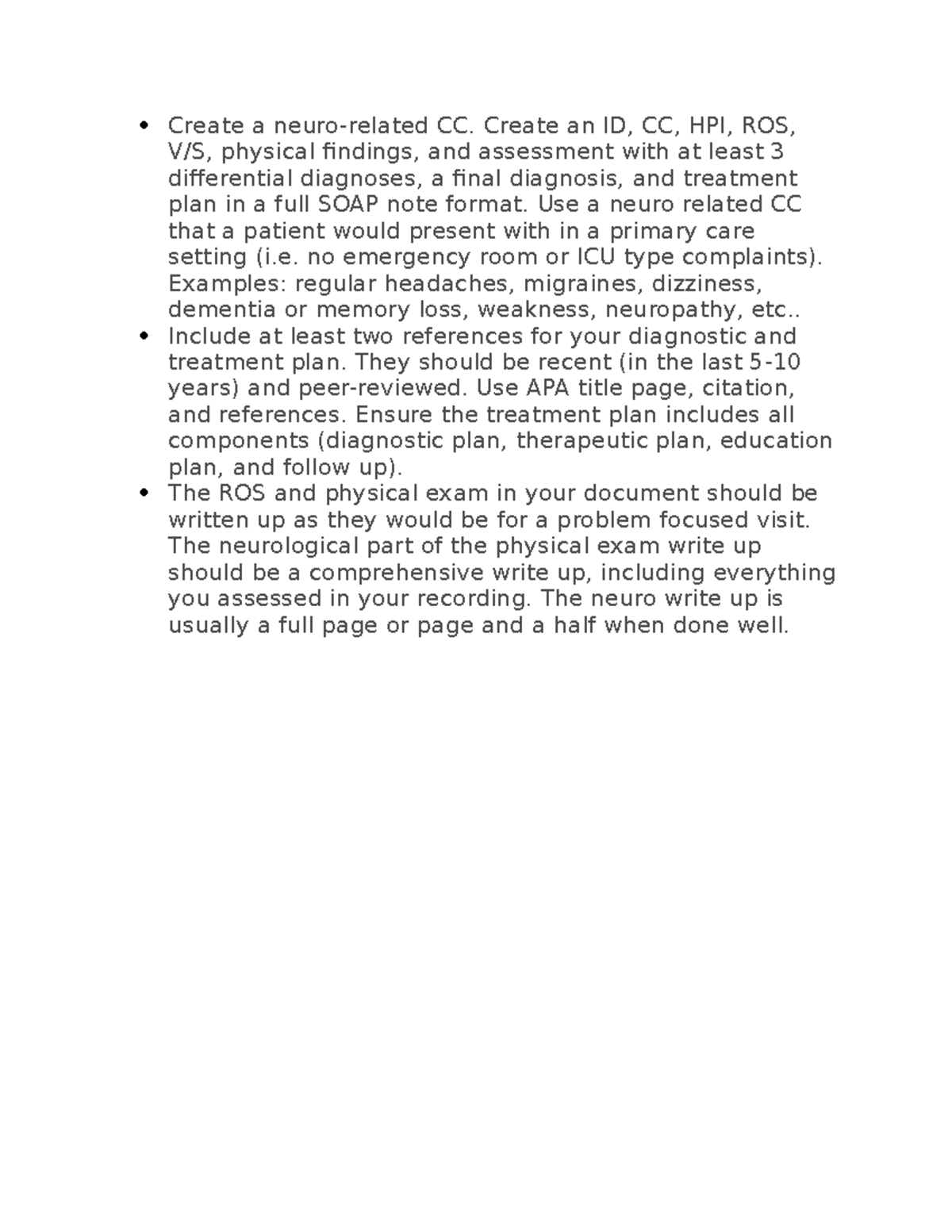 Week 6 neurological soap notes assignments Create a neurorelated CC