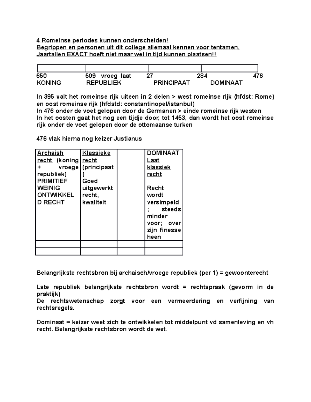 Europese Rechtsgeschiedenis Dialoogcollege 1 - 4 Romeinse Periodes ...