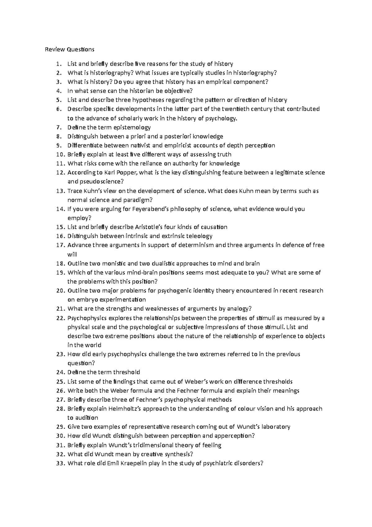 Review Questions - Review Questions List and briefly describe five ...