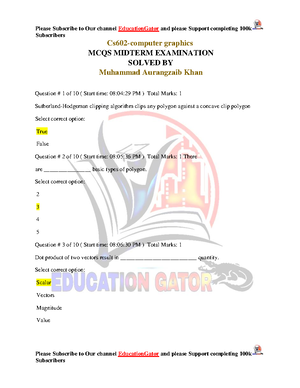 Cs602 - Midterm Solved Mcqs - Cs602-computer Graphics MCQS MIDTERM ...