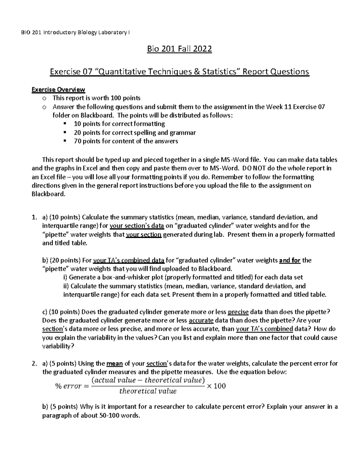 B201 Ex 06 Quantitative Techniques Lab Report Questions 2022 S3