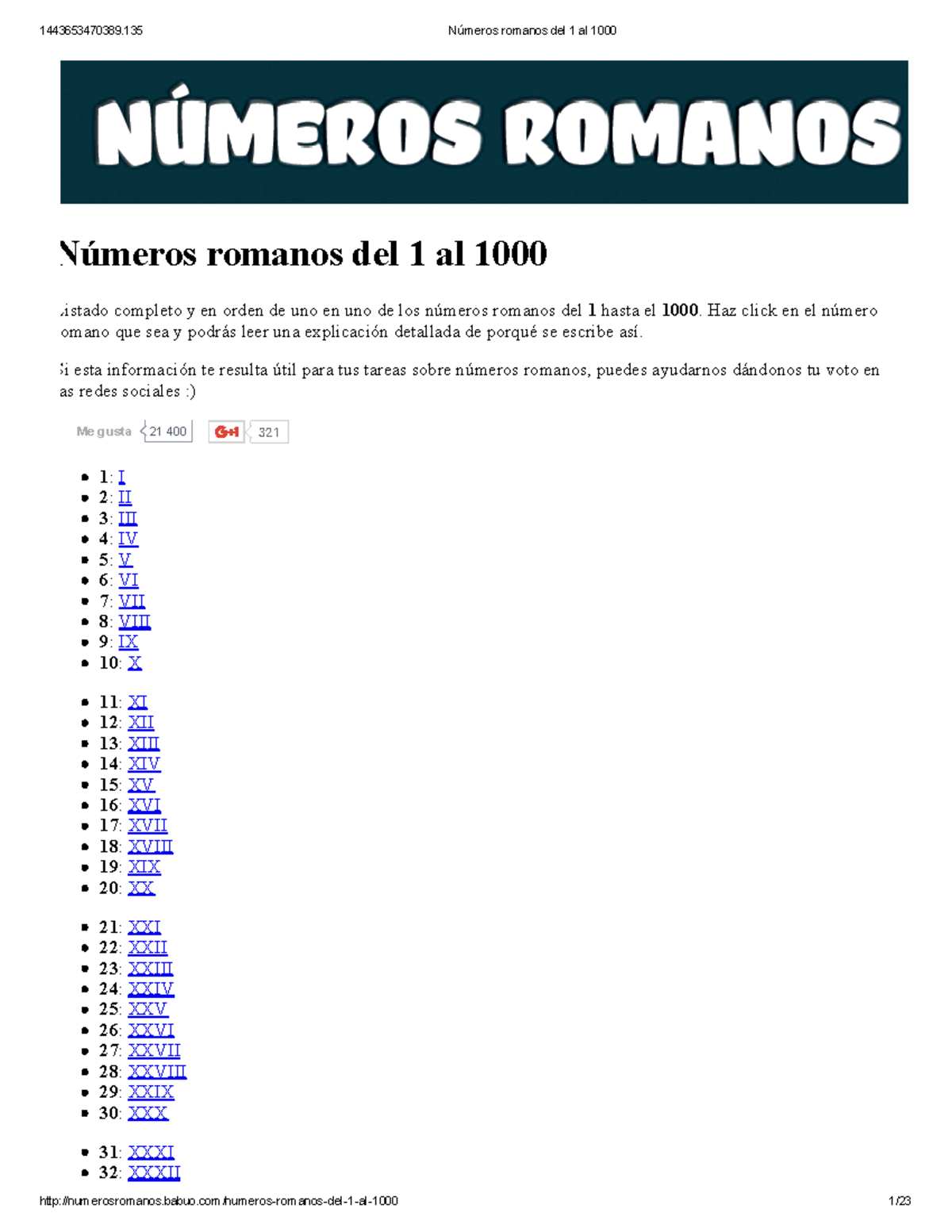 1c8cd78be2b58a3e7b89eb95994 bfc62 Números romanos del 1 al 1000