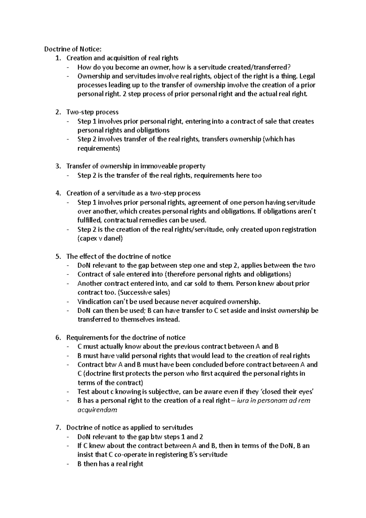 Property law master doc Doctrine of Notice 1. Creation and