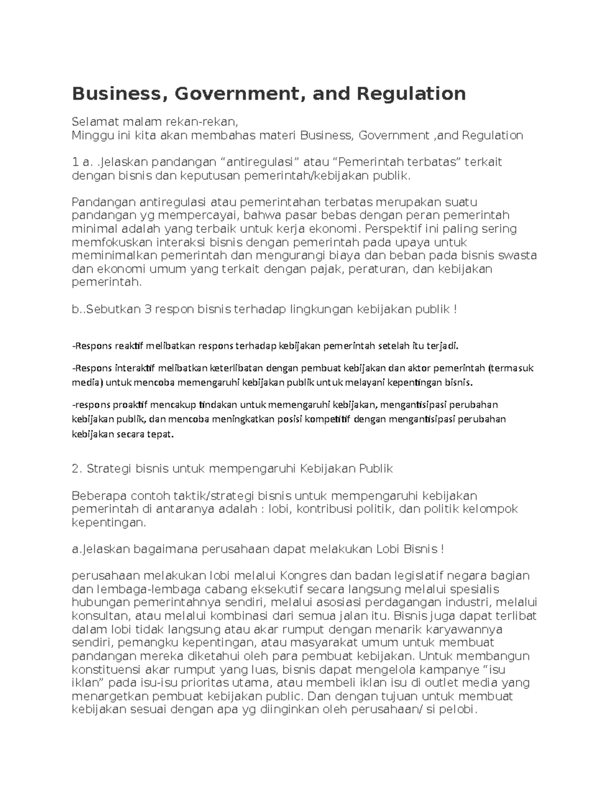 Etika Bisnis 1 - None - Business, Government, And Regulation Selamat ...