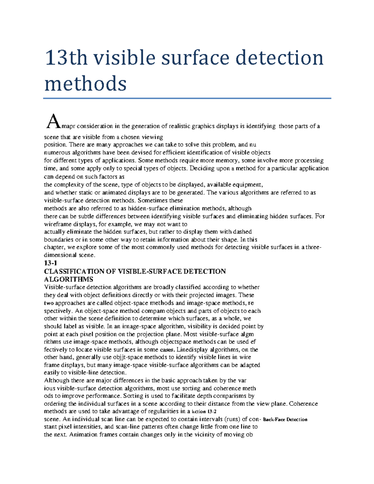 13th visible surface detection methods - 13th visible surface detection ...