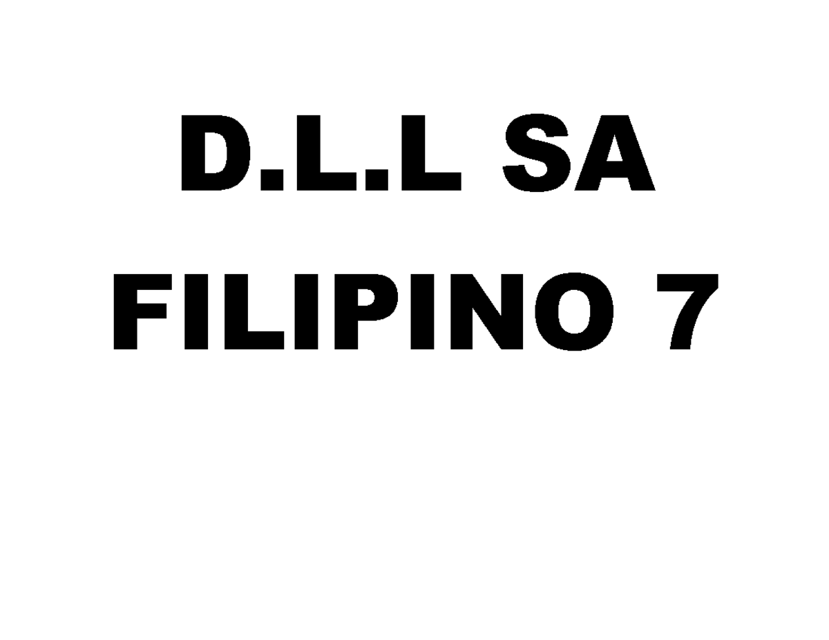 DLL Front - Nothing - Bachelor in Secondary Education - D.L SA FILIPINO ...