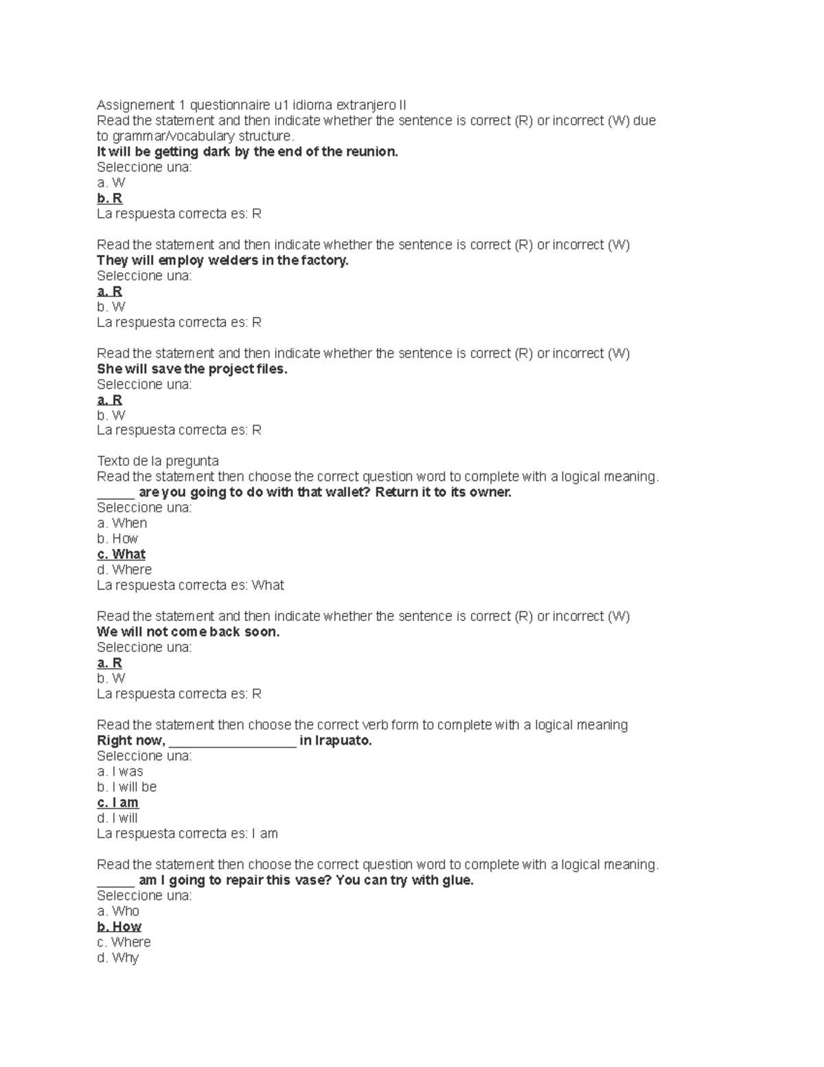 assignment 1 questionnaire u1 uveg idioma extranjero ii