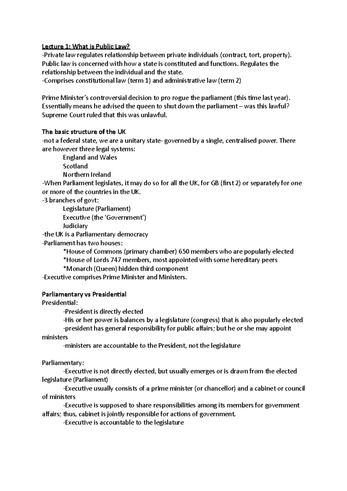 Con Ad Lecture Notes Term 1 - Lecture 1: What is Public Law? -Private ...