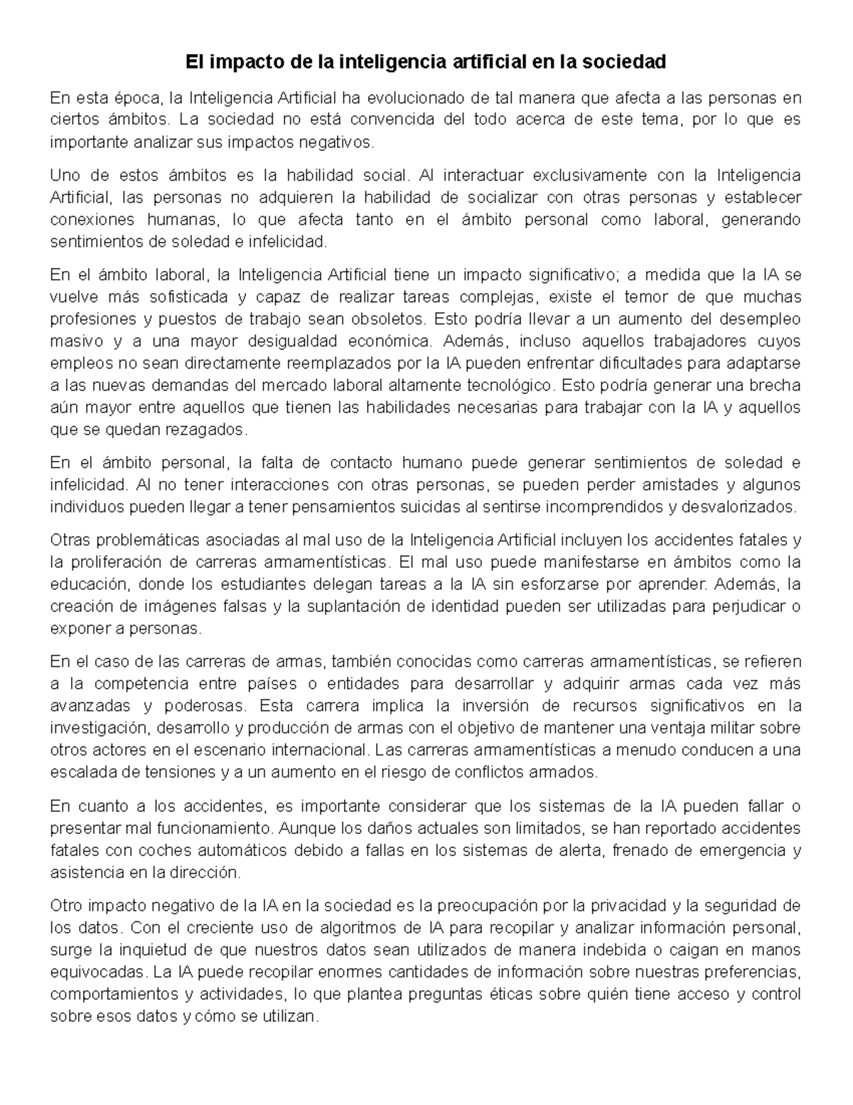 El impacto de la inteligencia artificial en la sociedad - La sociedad ...