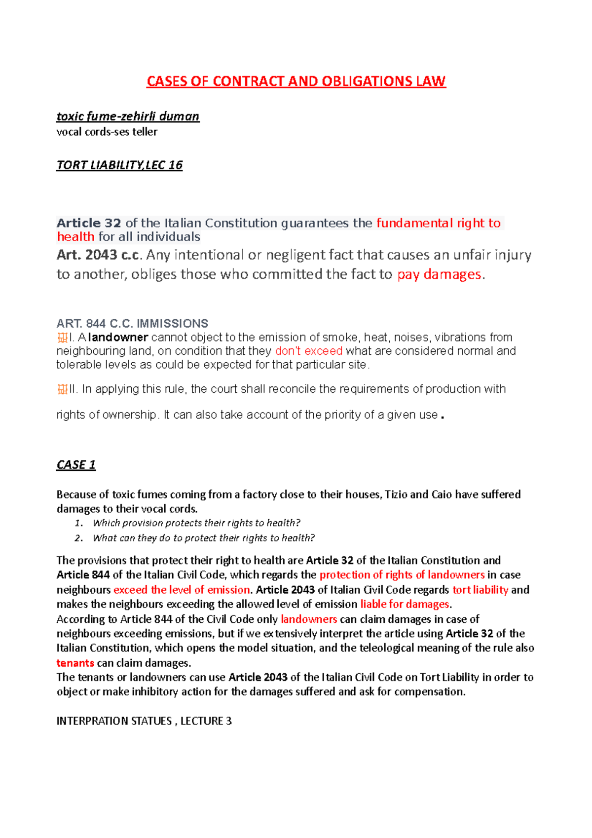 Cases OF Contract AND Obligations LAW CASES OF CONTRACT AND