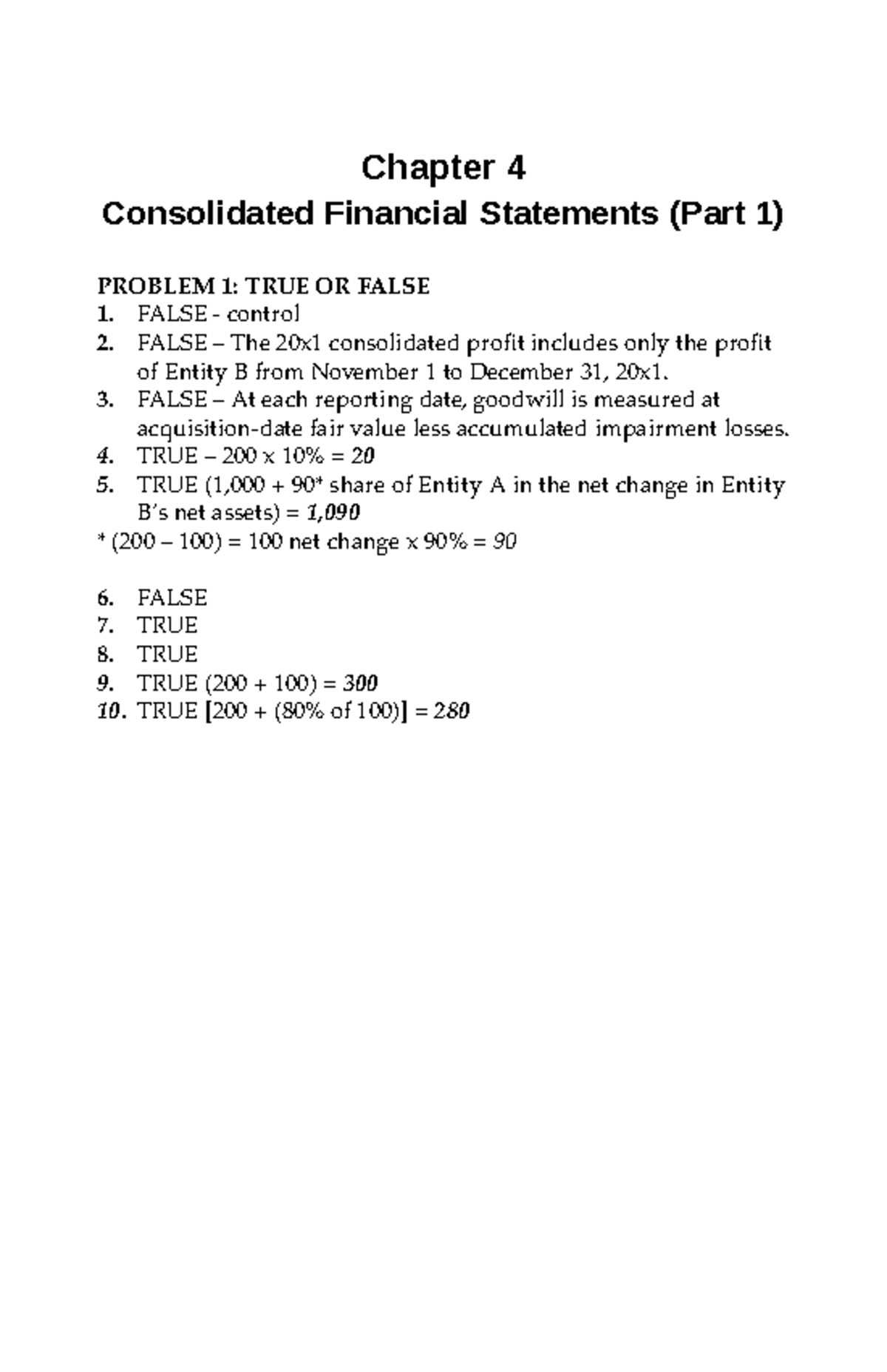 SOL. MAN. Chapter 4 Consol - Chapter 4 Consolidated Financial ...