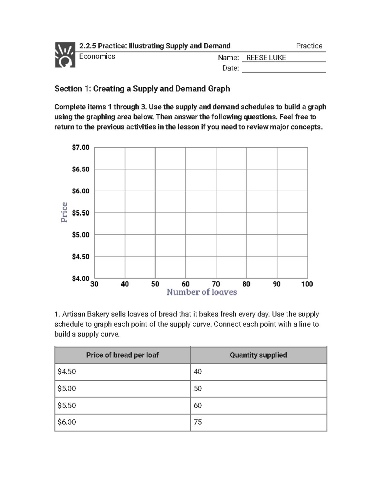 2.2.5 Practice - Illustrating Supply And Demand (Practice) - 2.2 ...