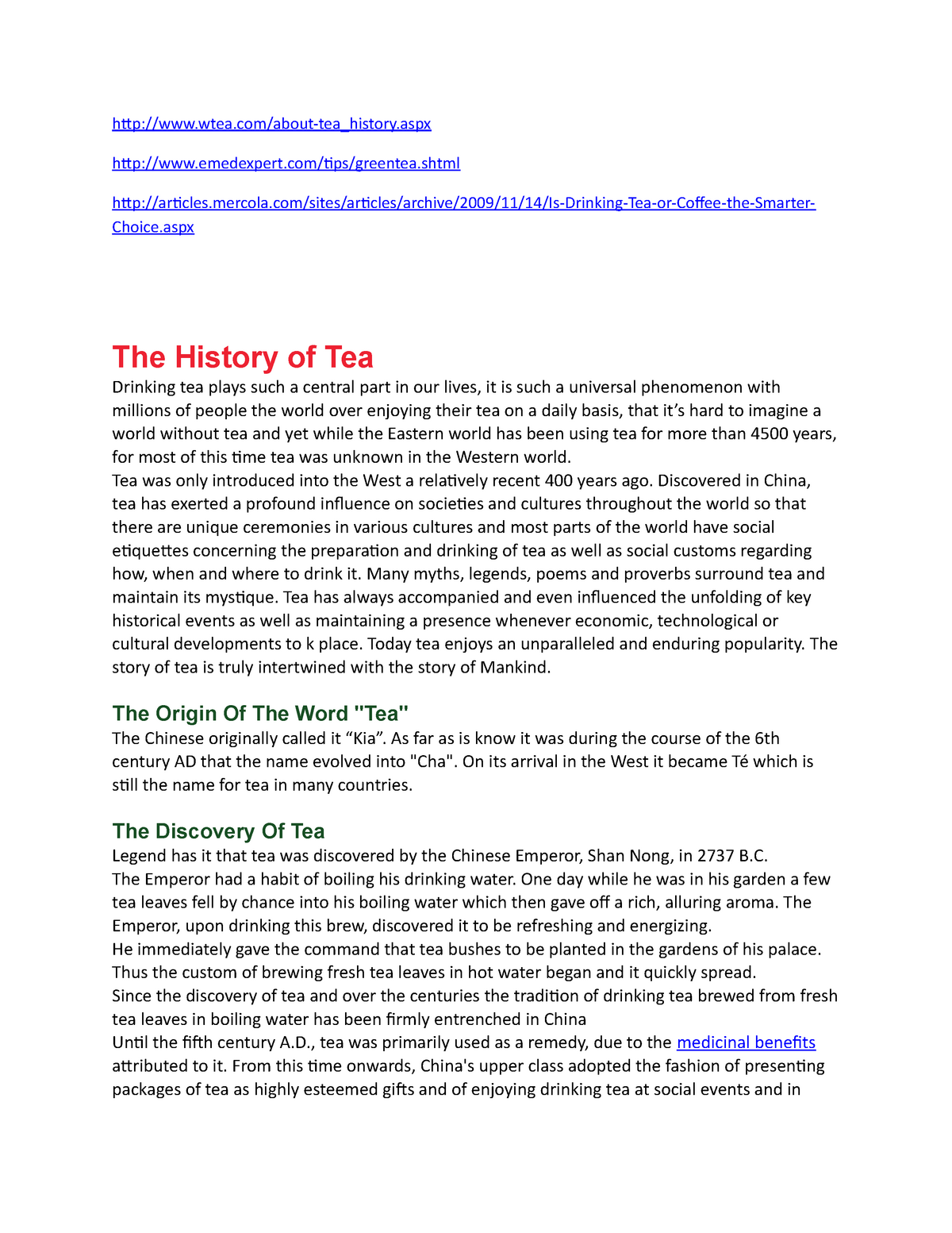 research articles about tea