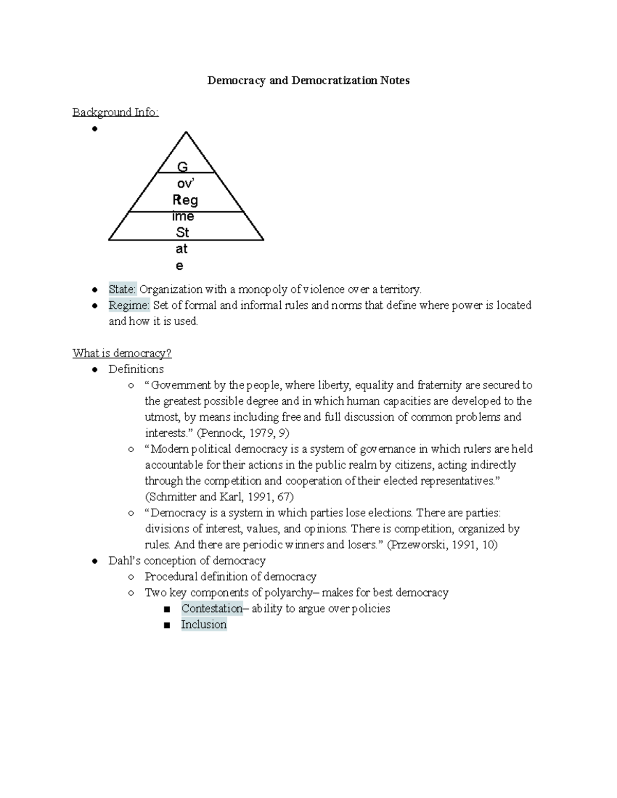 Democracy And Democratization Notes - Democracy And Democratization ...