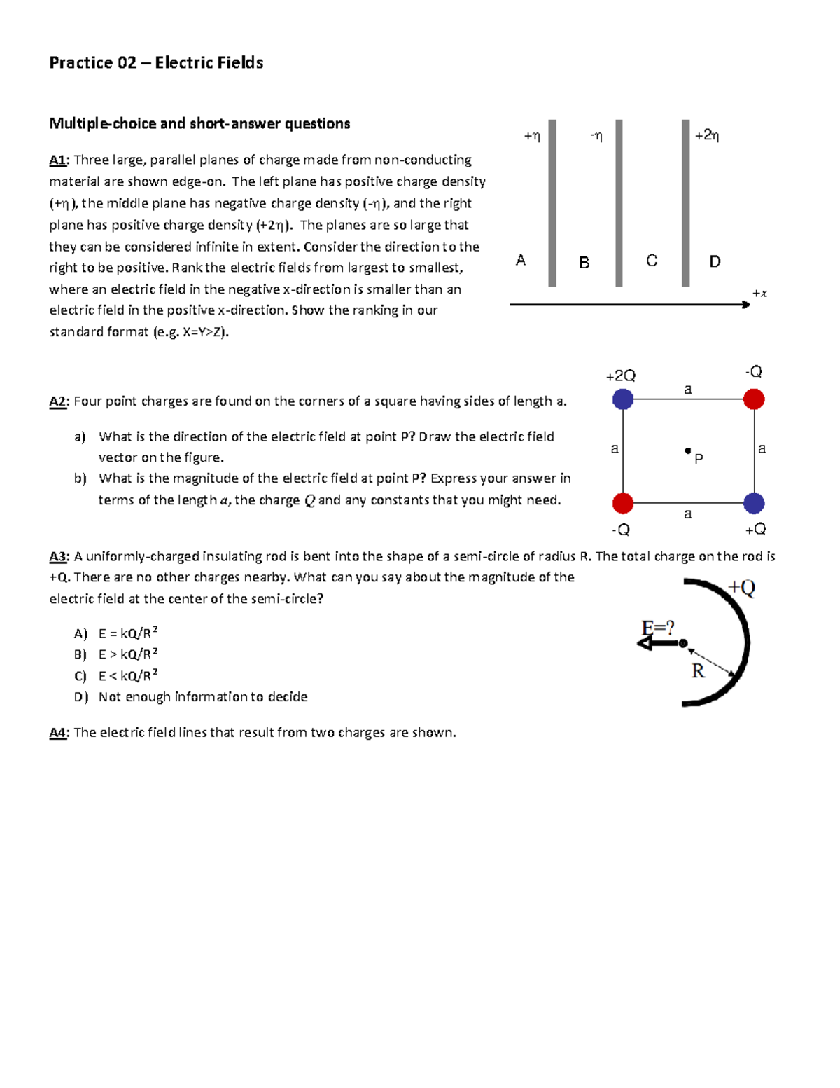 Practice 02 - Electric Fields - Phys 118 - UBC - Studocu