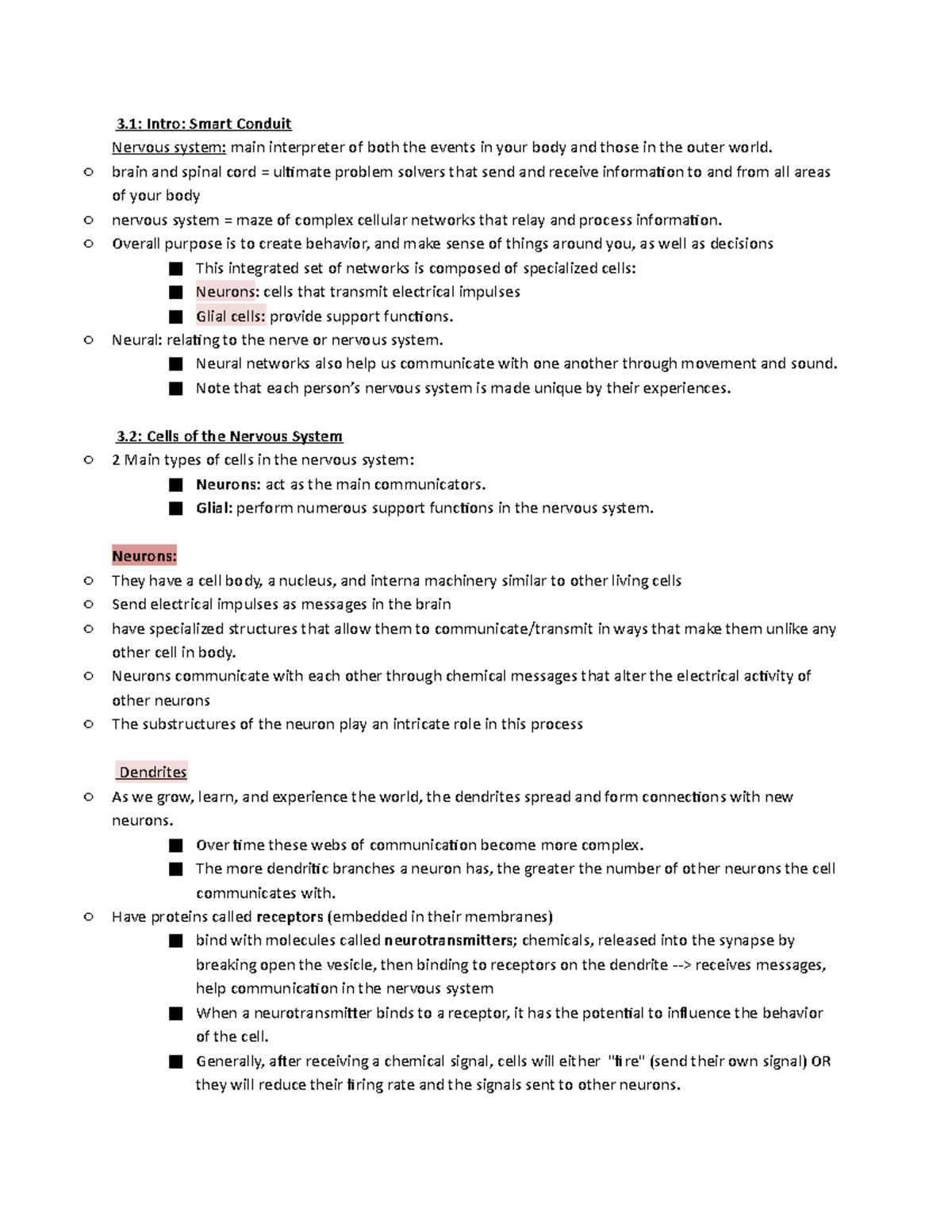 Module 3 Psych notes 3 Intro Smart Conduit Nervous system main