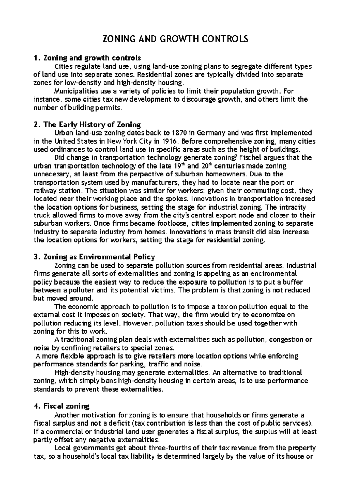 Apuntes, lecciones 7 growth control zoning and urban planning