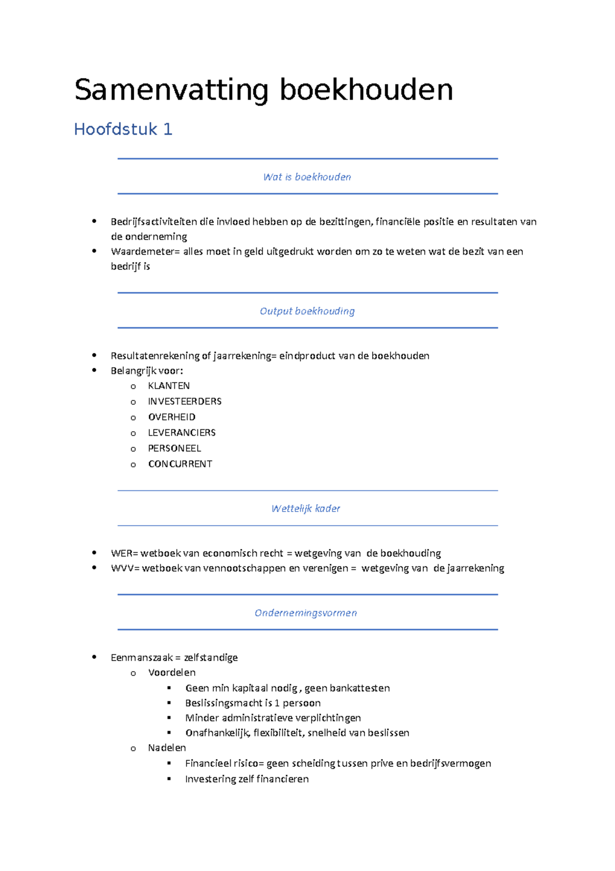 Samenvatting Boekhouden - Samenvatting Boekhouden Hoofdstuk 1 Wat Is ...