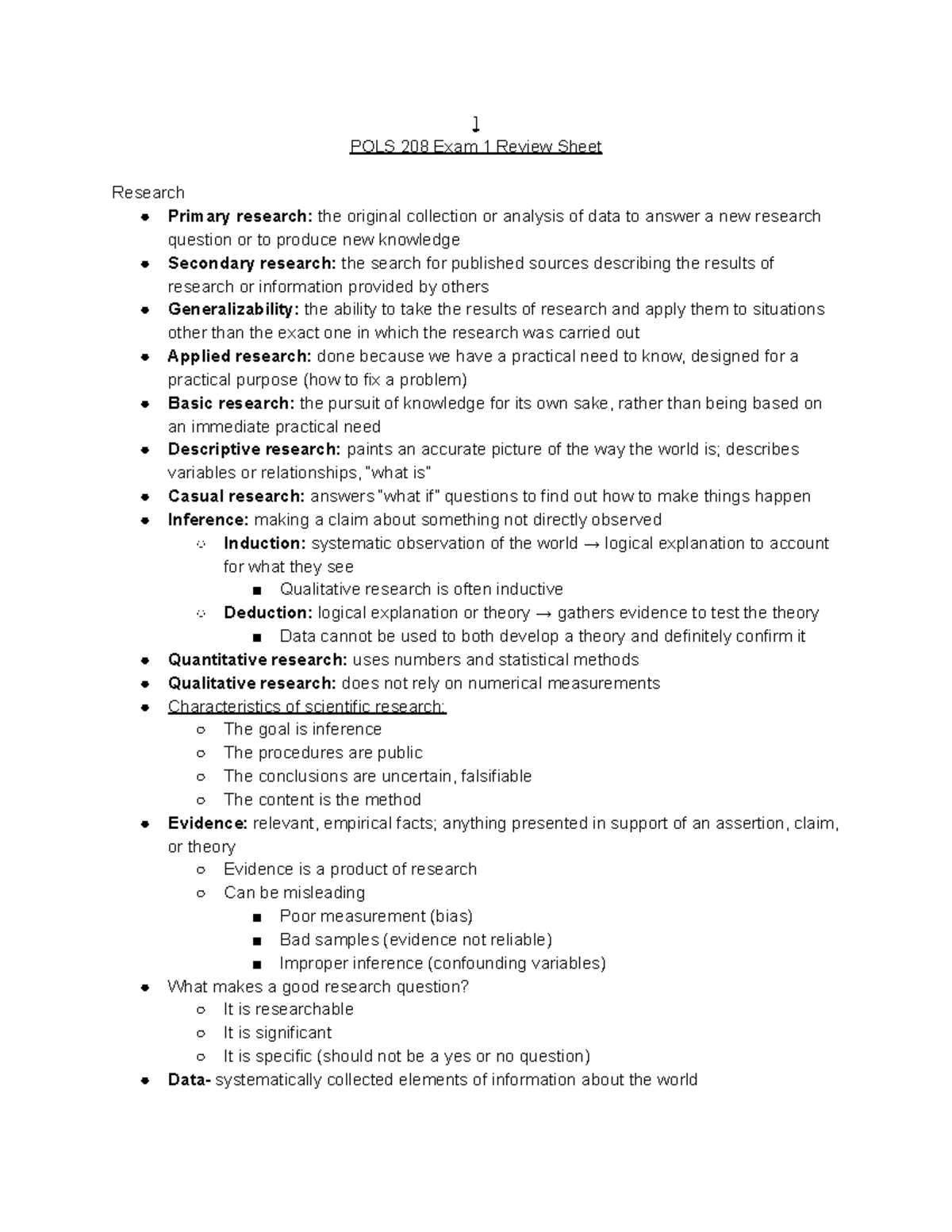 POLS 208 Exam 1 Review Sheet-3 - ] POLS 208 Exam 1 Review Sheet ...