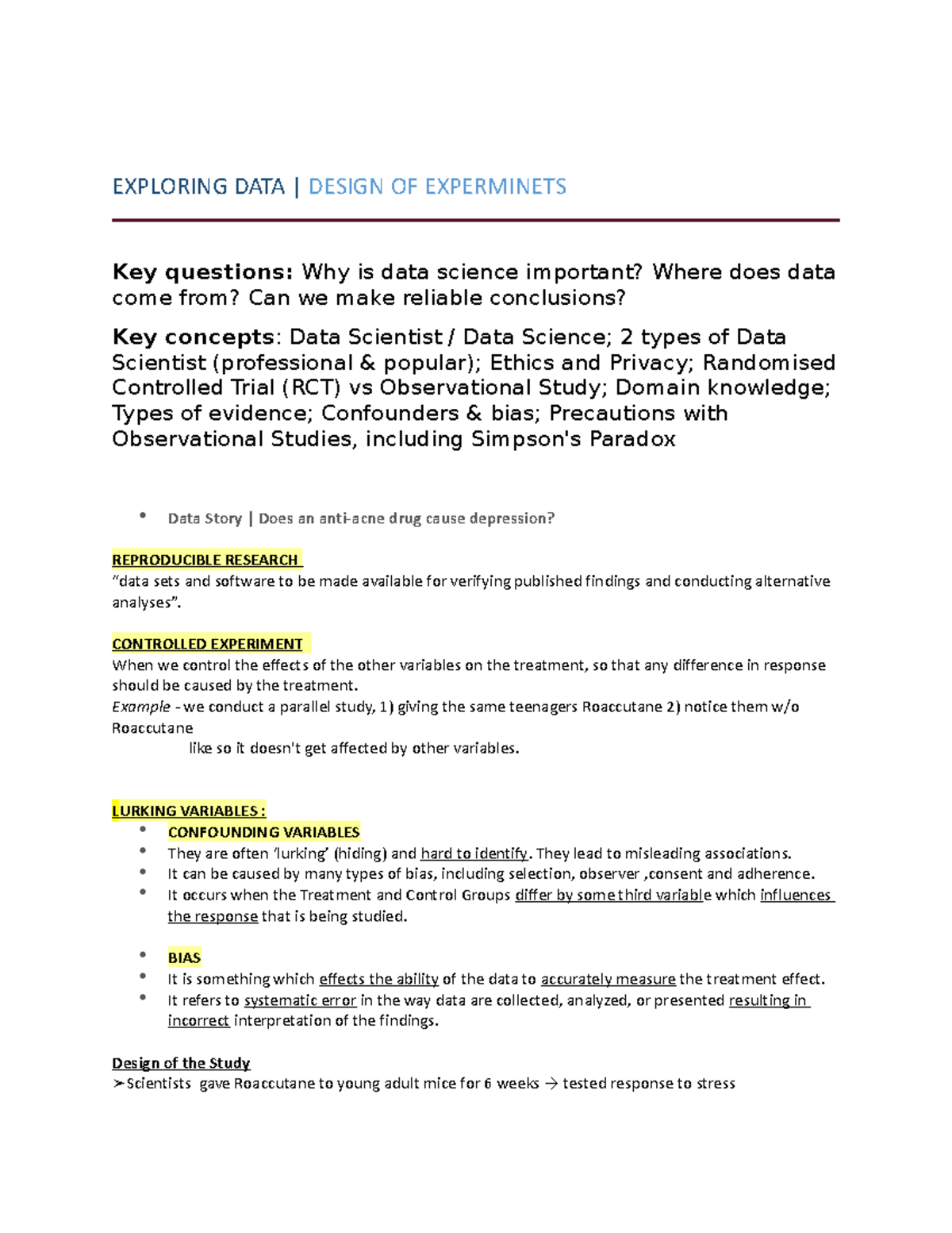 design of experiments objective questions