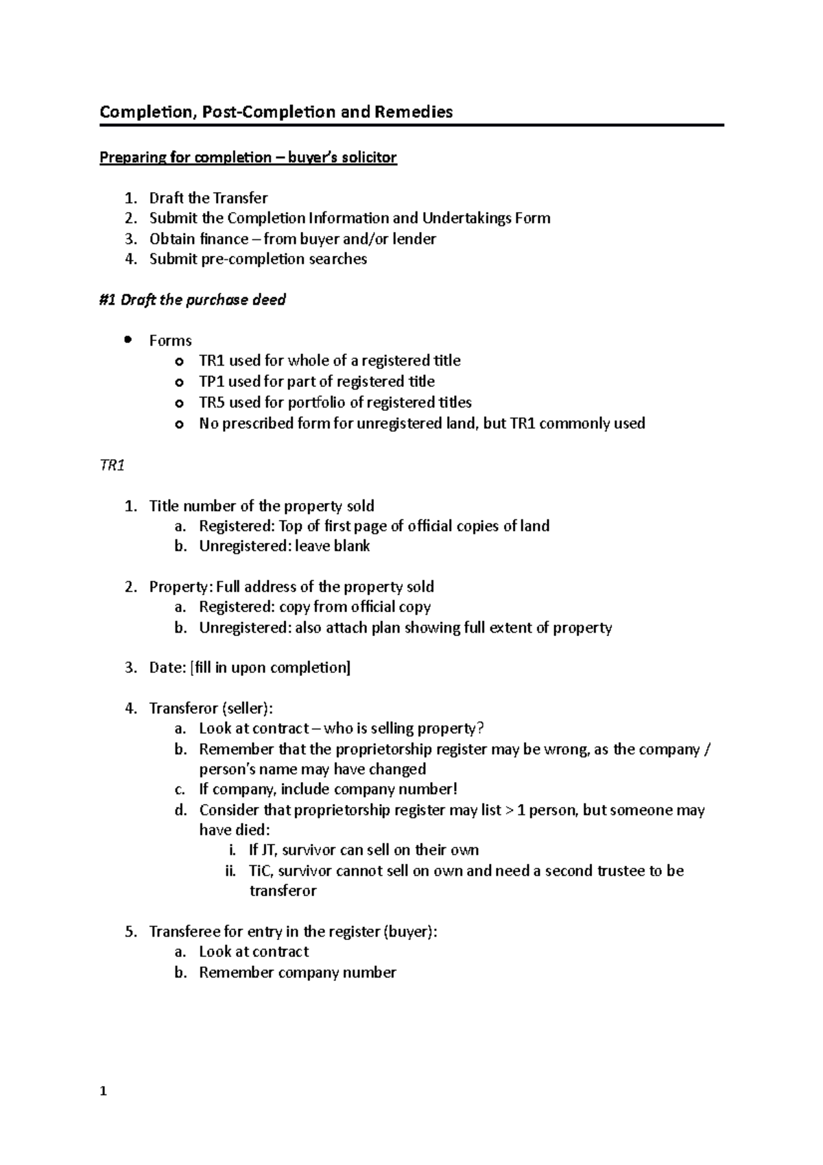 03 Completion, post-completion and remedies - Completion, Post ...