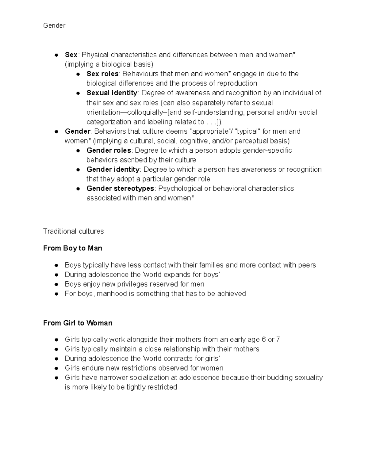 Gender Notes Textbook Notes Chapter Gender Sex Physical Characteristics And Differences